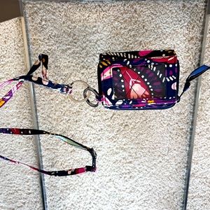 Vera Bradley zip ID with lanyard